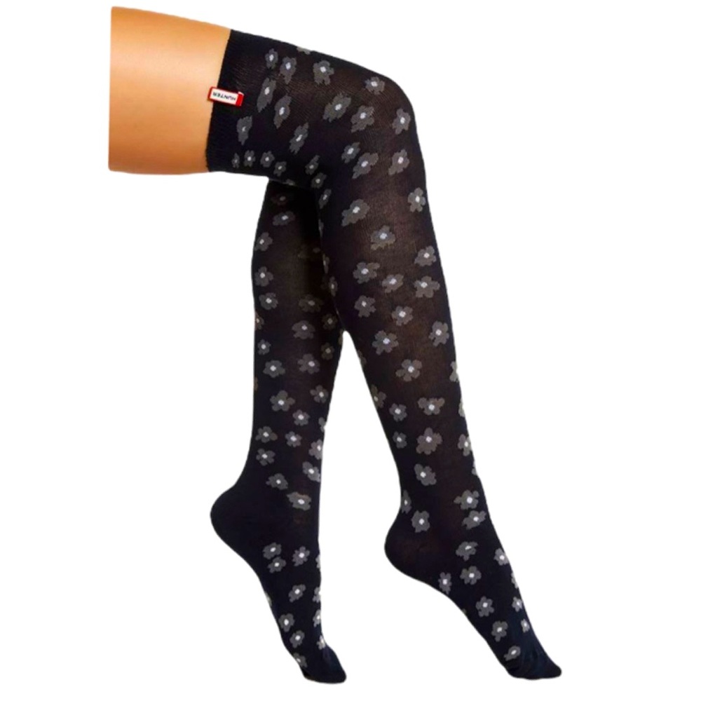 Hunter Boots Navy Graphic Floral Knee Tall Welly Socks